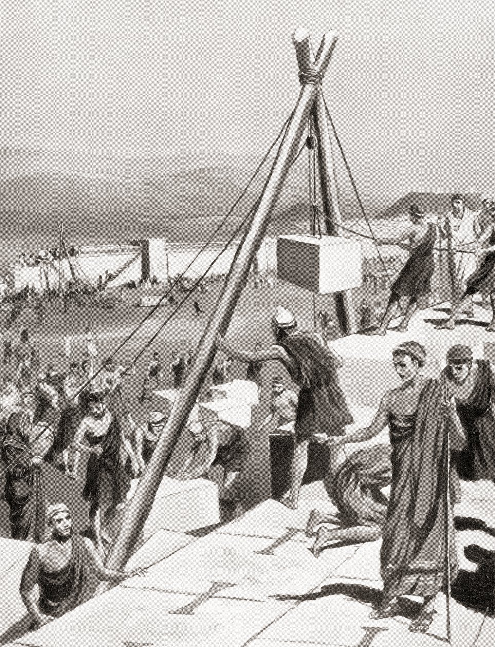 Athener bauen ihre Stadt unter der Führung von Themistokles nach der persischen Invasion Griechenlands, ca. 479 v. Chr., aus Hutchinson