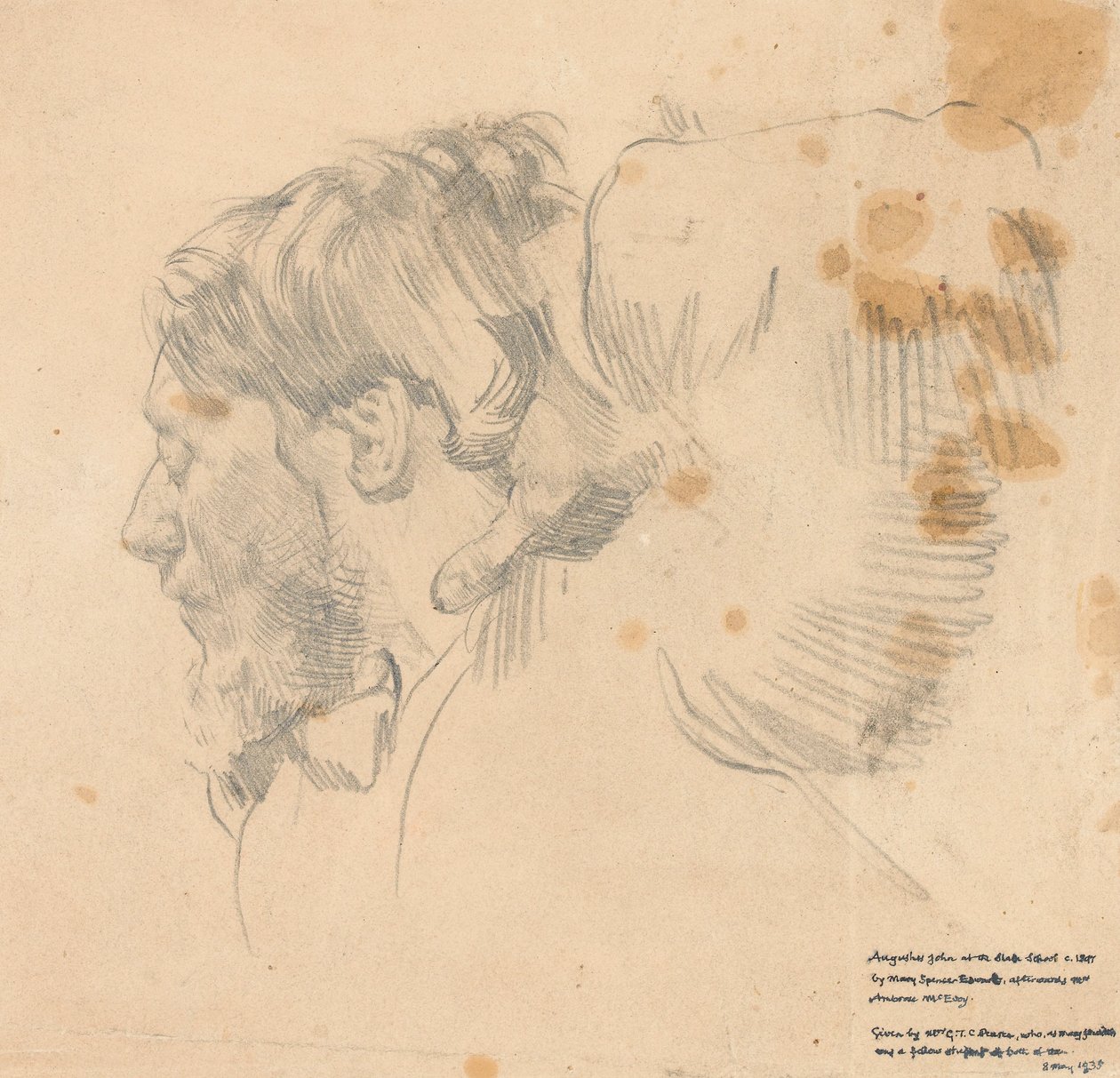 Augustus John an der Slade School of Art, ca. 1897 von English School