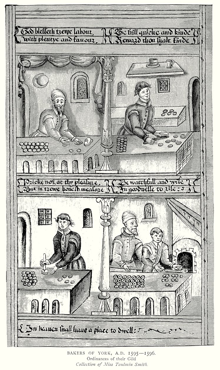 Bäcker von York, AD 1595-1596. Verordnungen ihrer Zunft (Gravur) von English School
