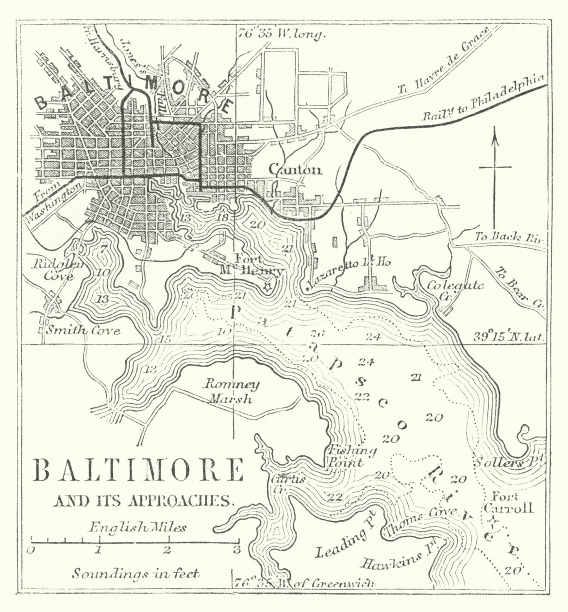 Baltimore und seine Zugänge (Gravur) von English School