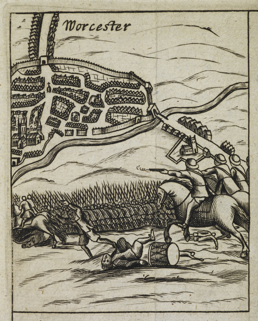 Schlacht von Worcester Szene, aus 