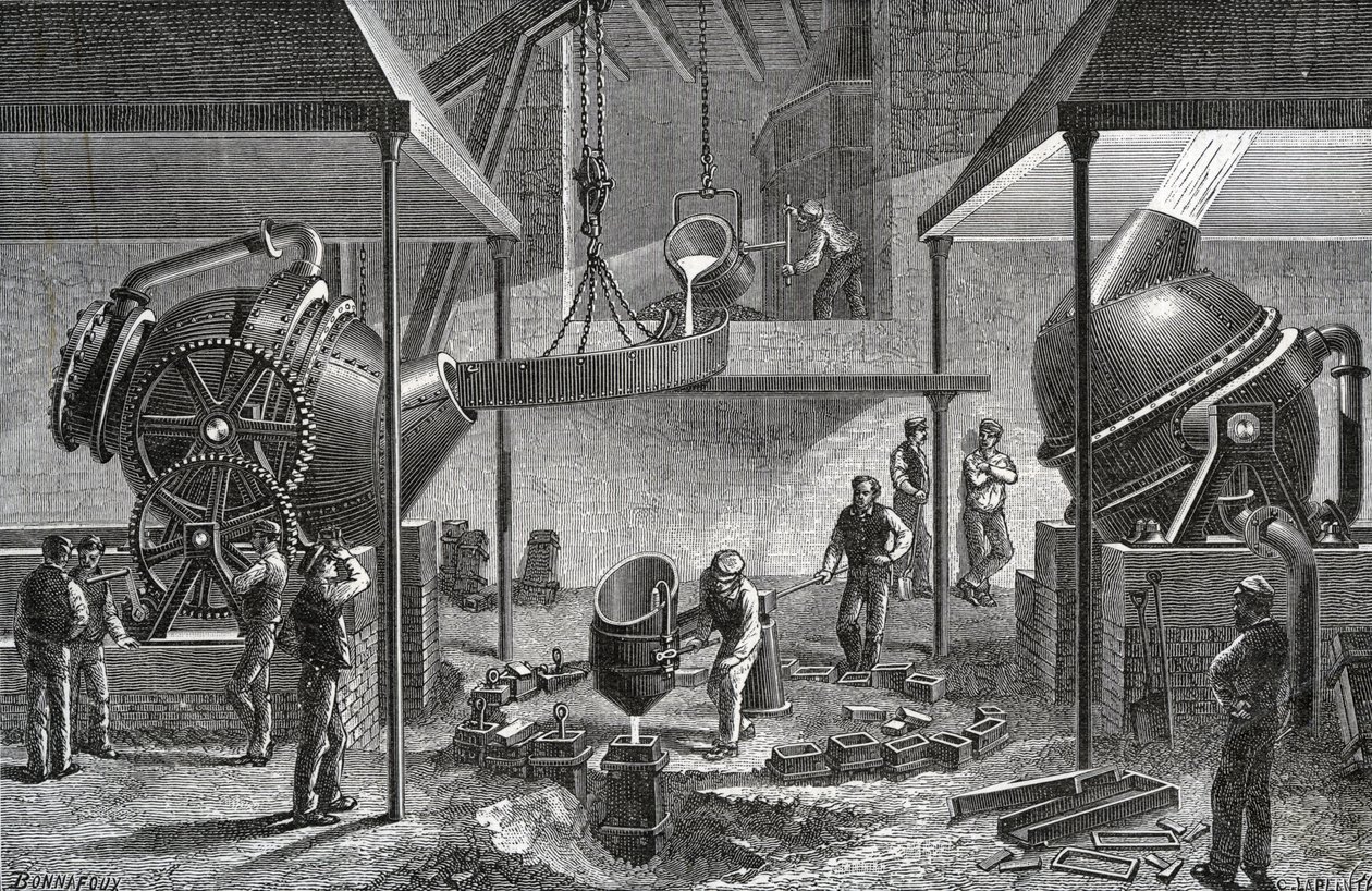 Bessemer-Verfahren, Stahlwerke, Sheffield von English School