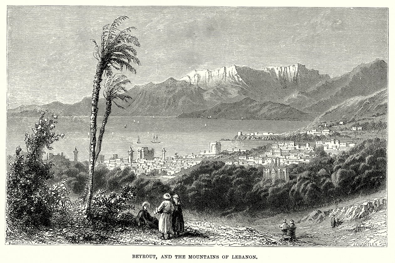 Beyrout und die Berge des Libanon (Gravur) von English School