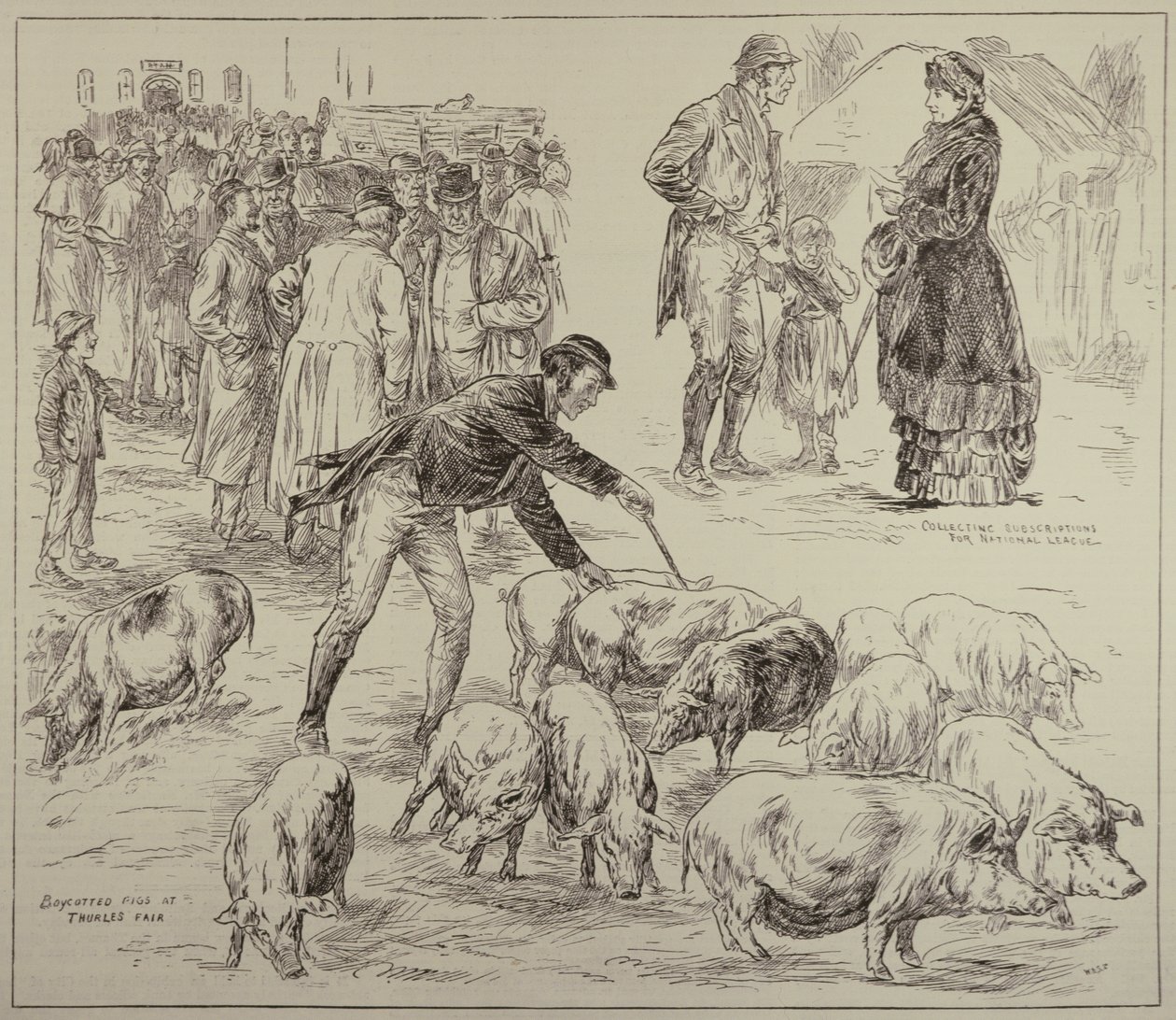 Boykott in Irland, aus The Illustrated London News, 4. Oktober 1886 von English School