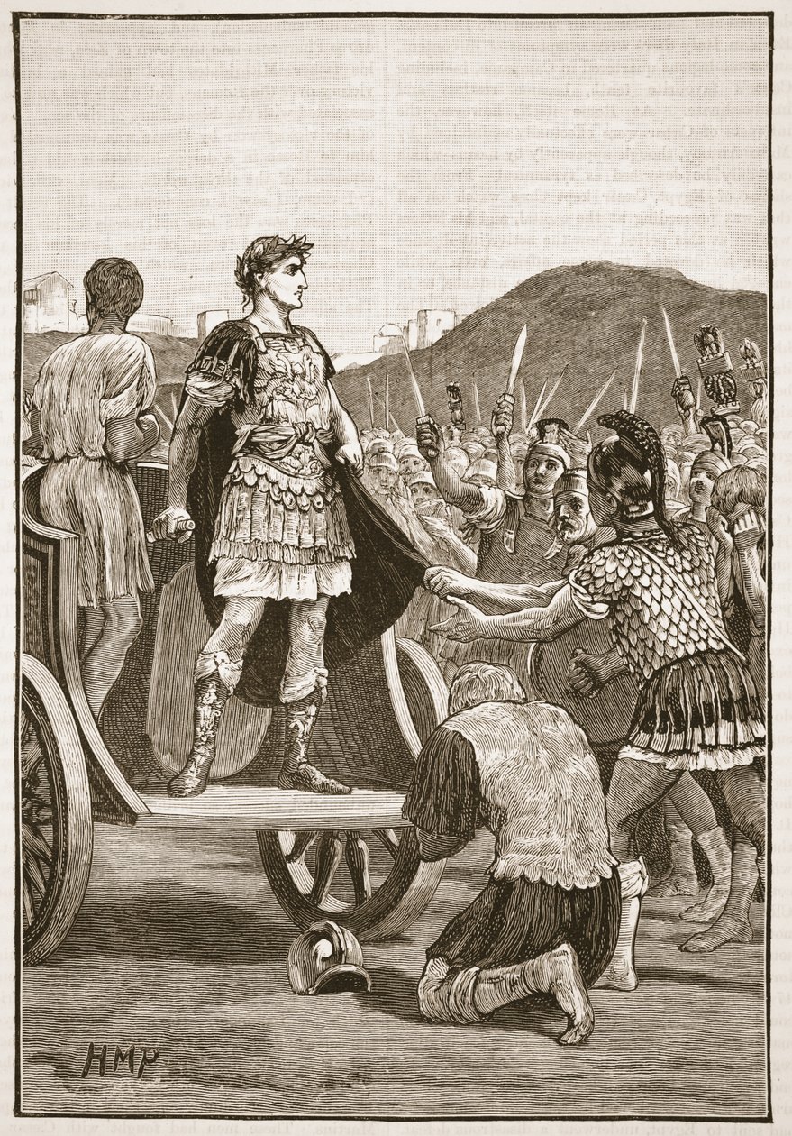 Caesar spricht zu den unzufriedenen Legionen auf dem Marsfeld von English School