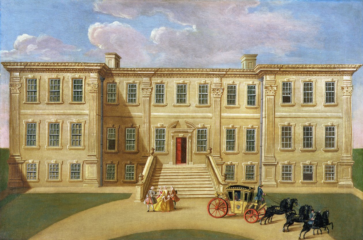 Calke Hall, Derbyshire, der Sitz von Sir Henry Harpur, Baronet, ca. 1734 von English School