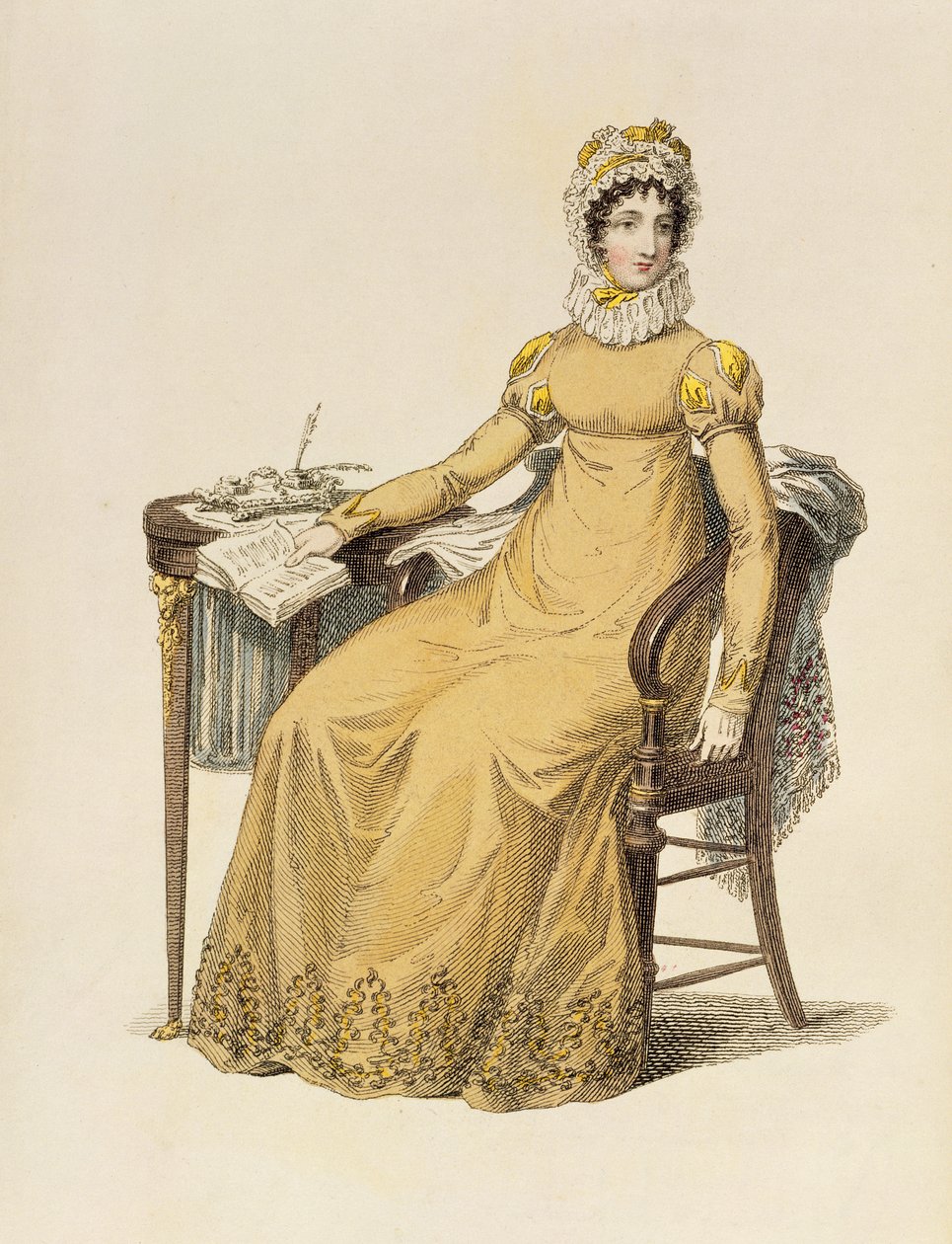 Tageskleid, Modeplatte aus Ackermanns Repository of Arts von English School