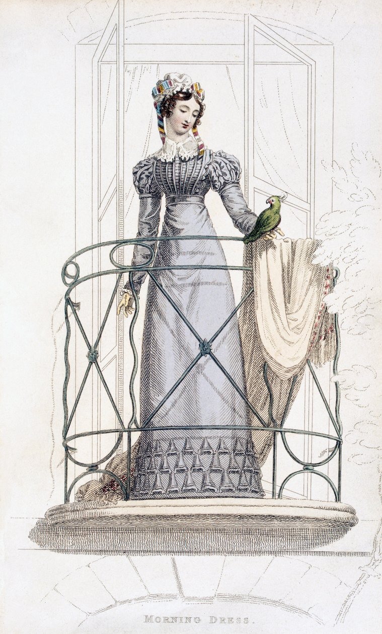Tageskleid, Modeplatte aus Ackermanns Repository of Arts von English School