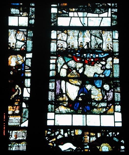 Detail eines der Fenster, Mitte des 15. Jahrhunderts (Buntglas) von English School
