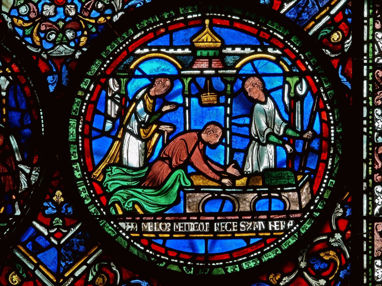 Detail aus dem Wunderfenster mit William Kellett und Adam Forrester von English School
