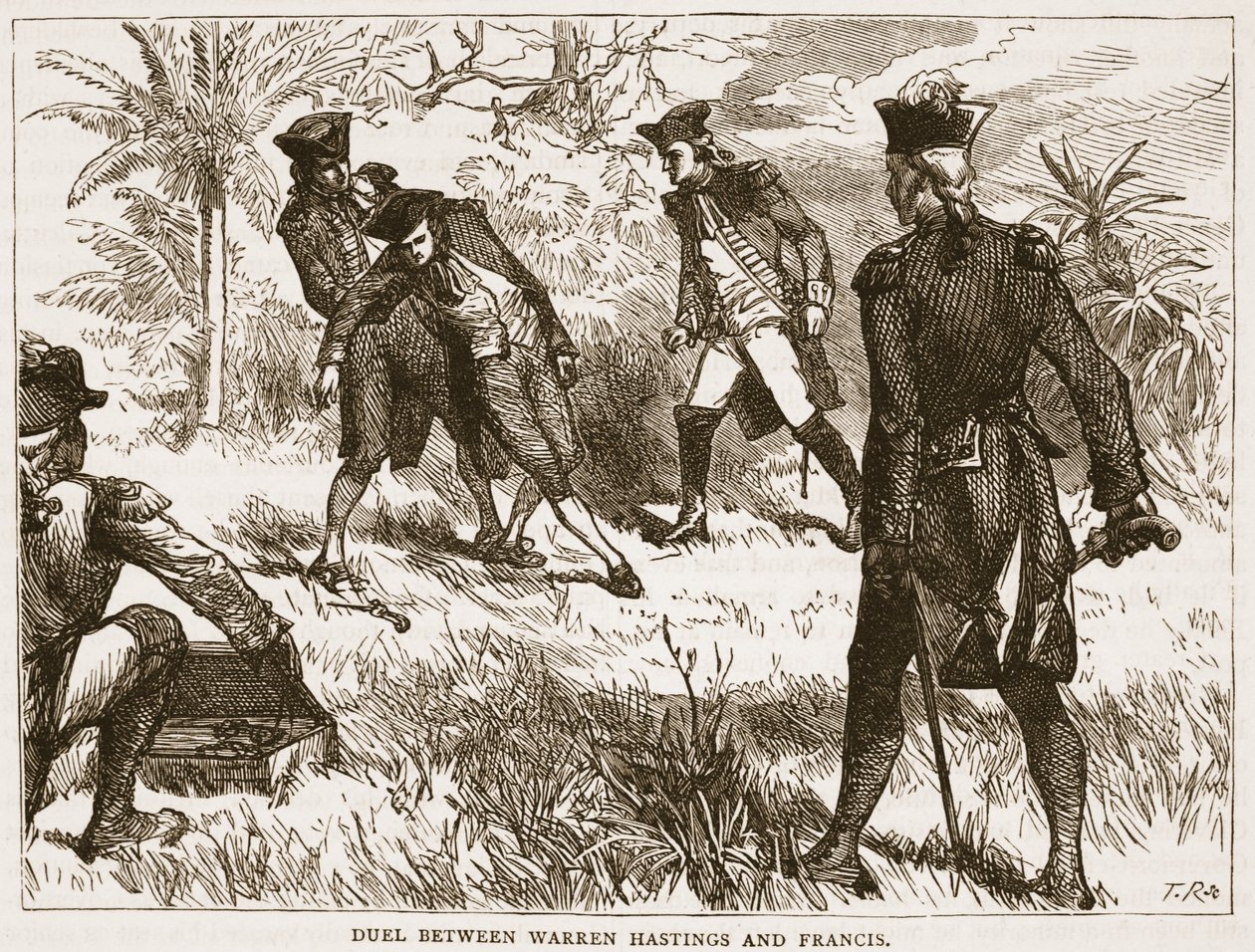 Duell zwischen Warren Hastings und Francis, Illustration aus Cassells Illustrierter Geschichte Indiens von James Grant, veröffentlicht 1879 von English School