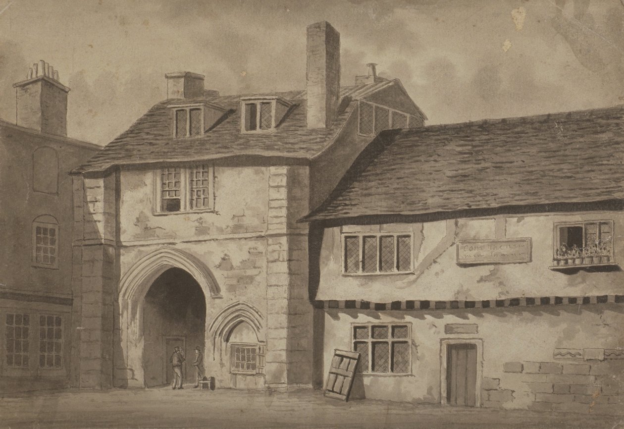 Ostansicht des Tores zur Abtei von St. Saviour, Bermondsey, ca. 1825 von English School