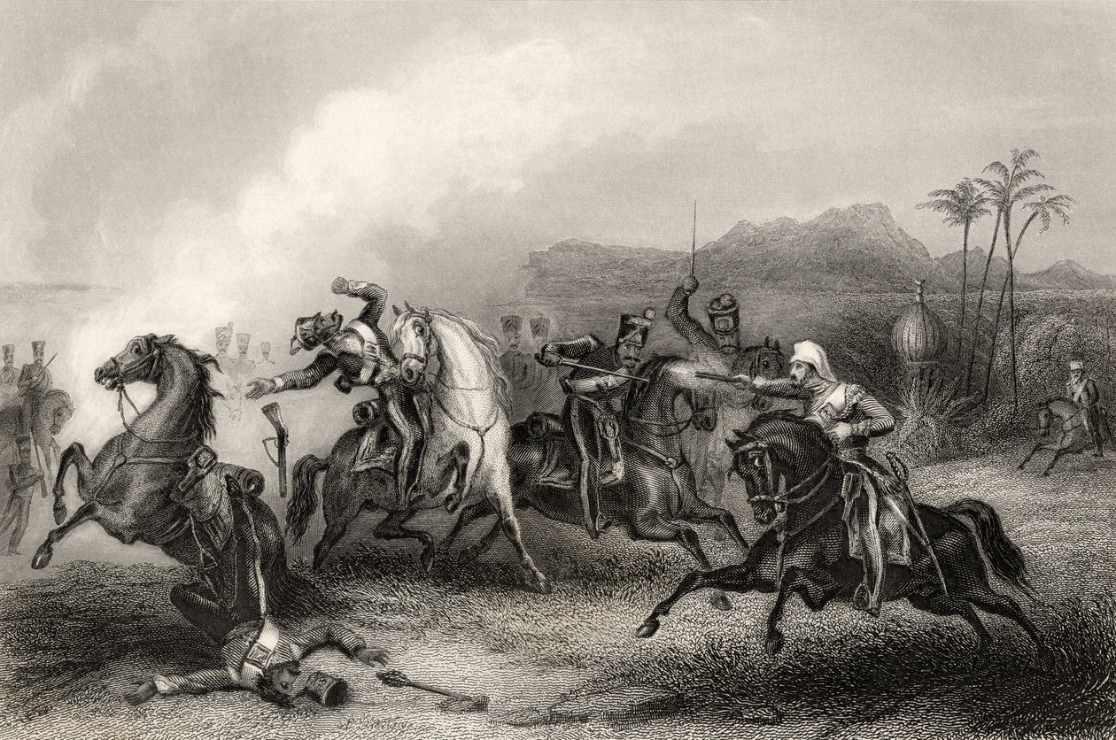 Begegnung zwischen Leutnant Hills und einer Gruppe Sepoy-Kavallerie, aus 