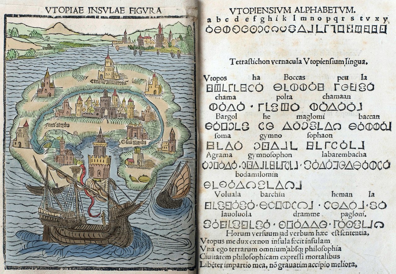 Gravur aus „Utopia“ von Thomas More von English School