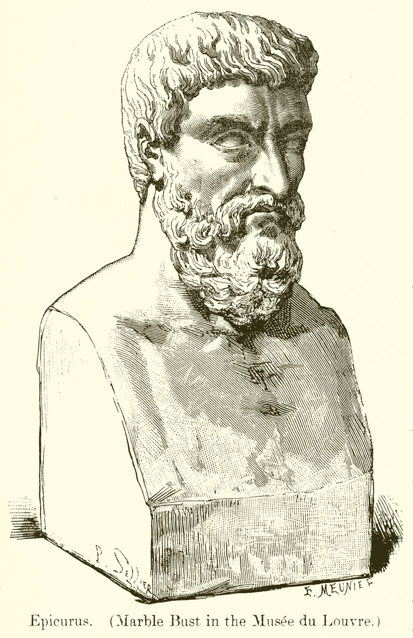 Epikur. (Marmorbüste im Musée du Louvre) (Gravur) von English School