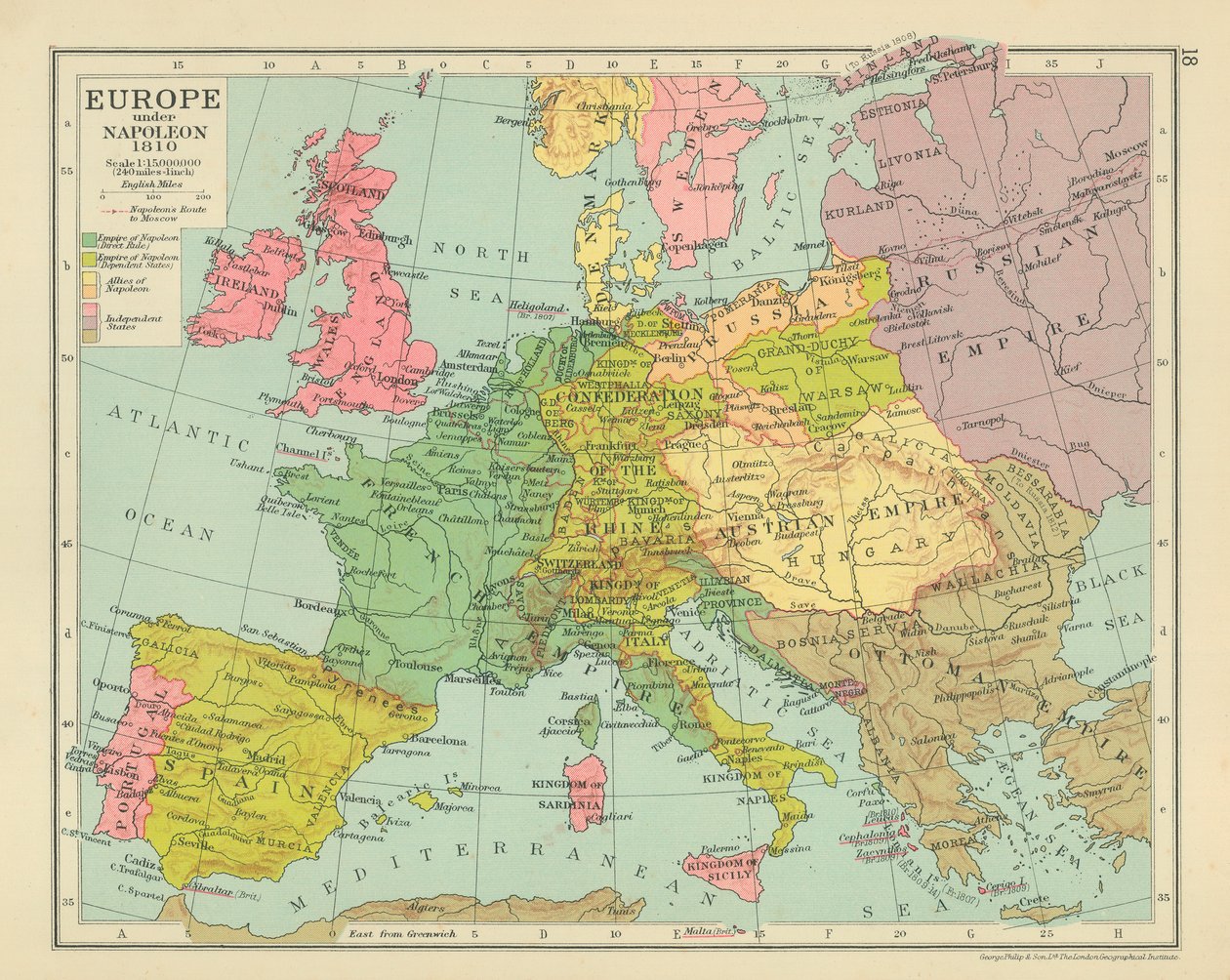 Europa unter Napoleon 1810 von English School