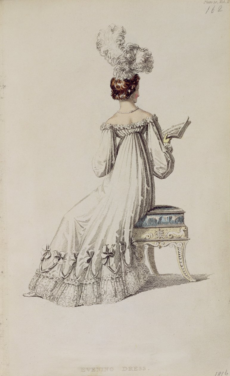 Abendkleid, Modeplatte aus Ackermanns Repository of Arts von English School