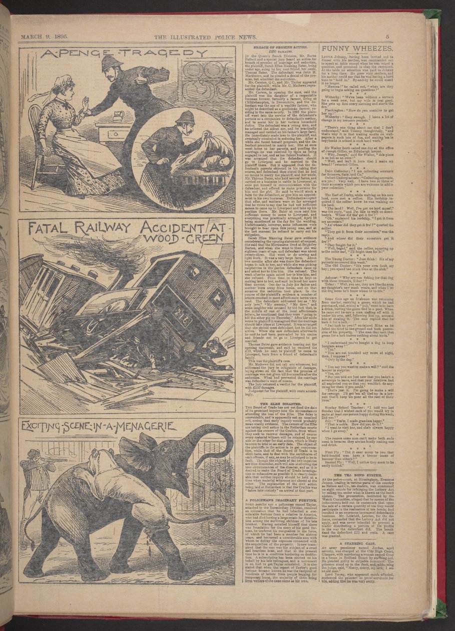 TÖDLICHER EISENBAHNUNFALL IN WOOD-GREEN. Illustrated Police News, 9. März 1895 von English School