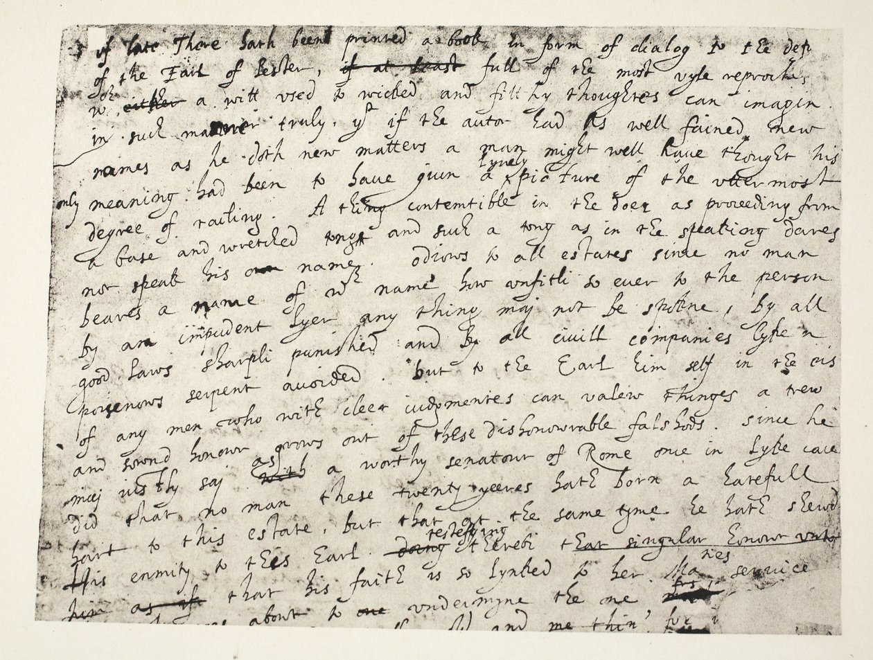 Erste halbe Seite von Sir Philip Sidneys Verteidigung des Earl of Leicester von English School