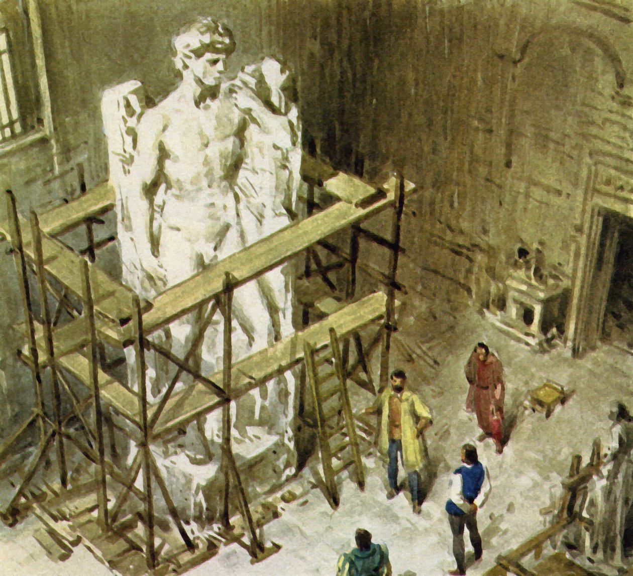 Aus einem riesigen Marmorblock schuf Michelangelo David von English School