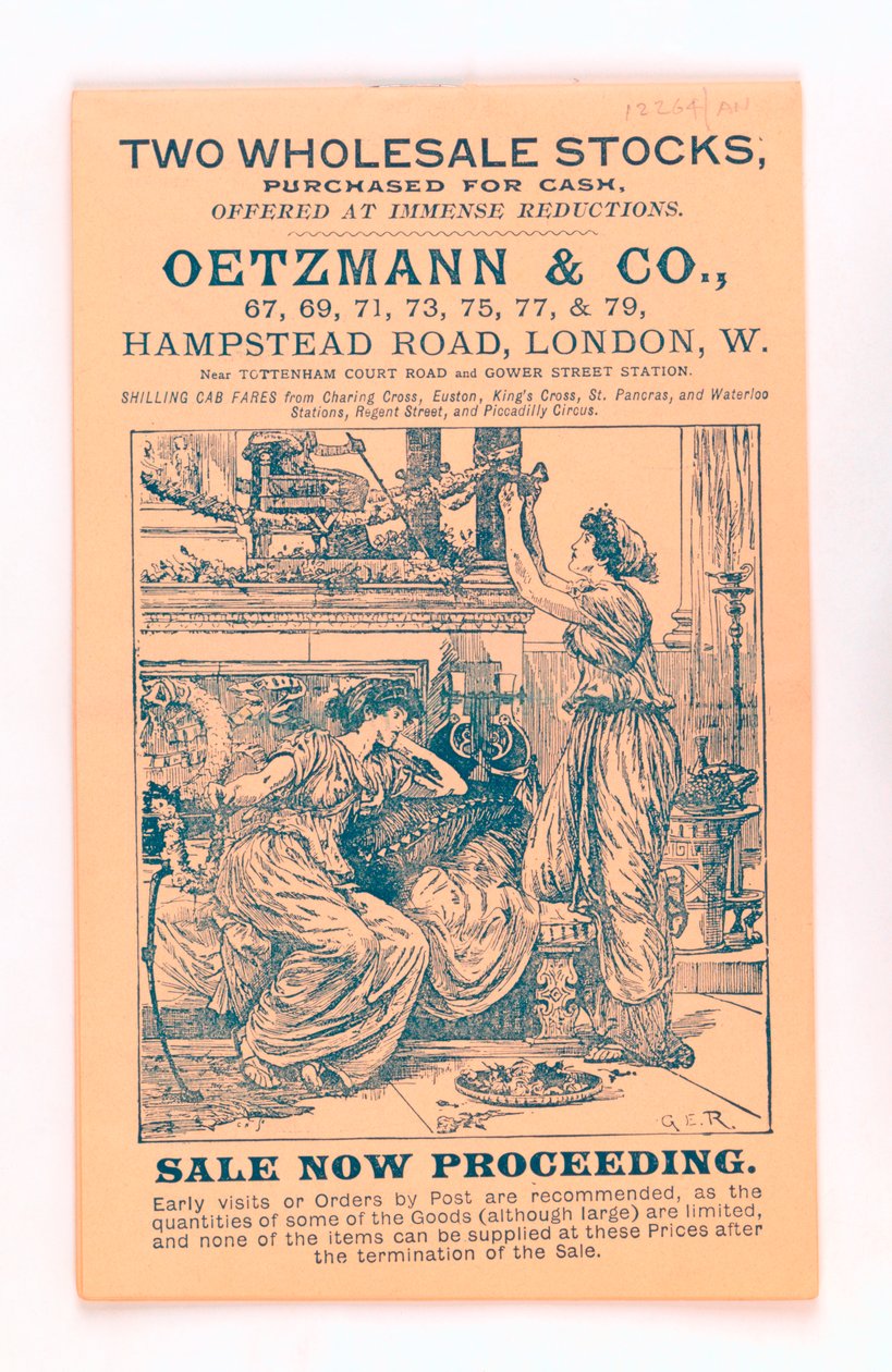 Titelseite aus einem Oetzmann & Co. Katalog, ca. 1885-90 von English School