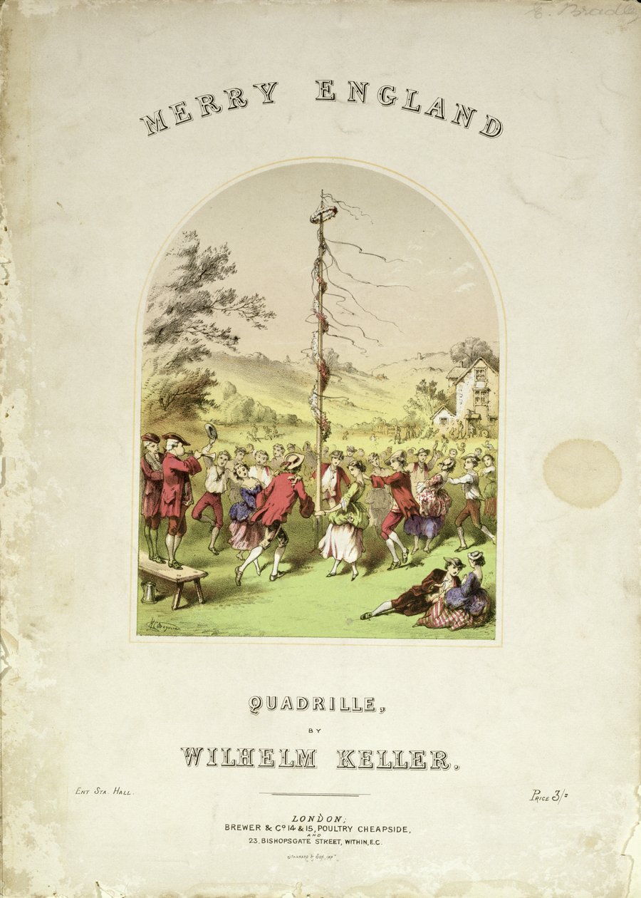 Vorderseite der Partitur für Merry England, eine Quadrille von Wilhelm Keller von English School