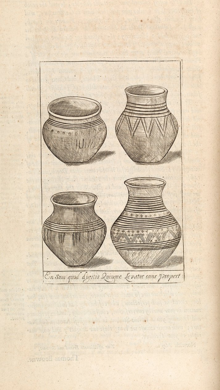 Graburnen, Illustration aus Werke von Thomas Brown, London 1686 von English School