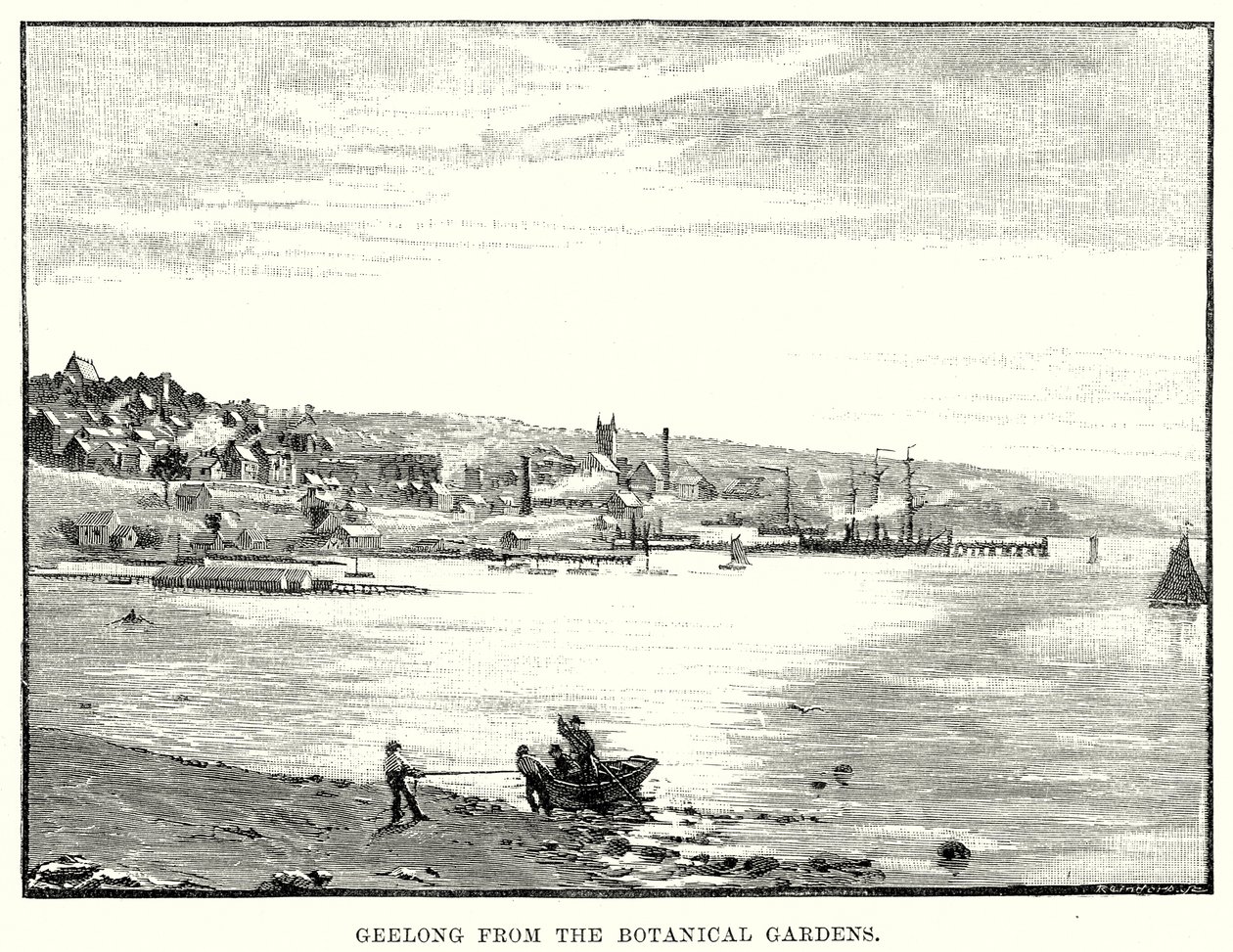 Geelong vom Botanischen Garten aus (Gravur) von English School