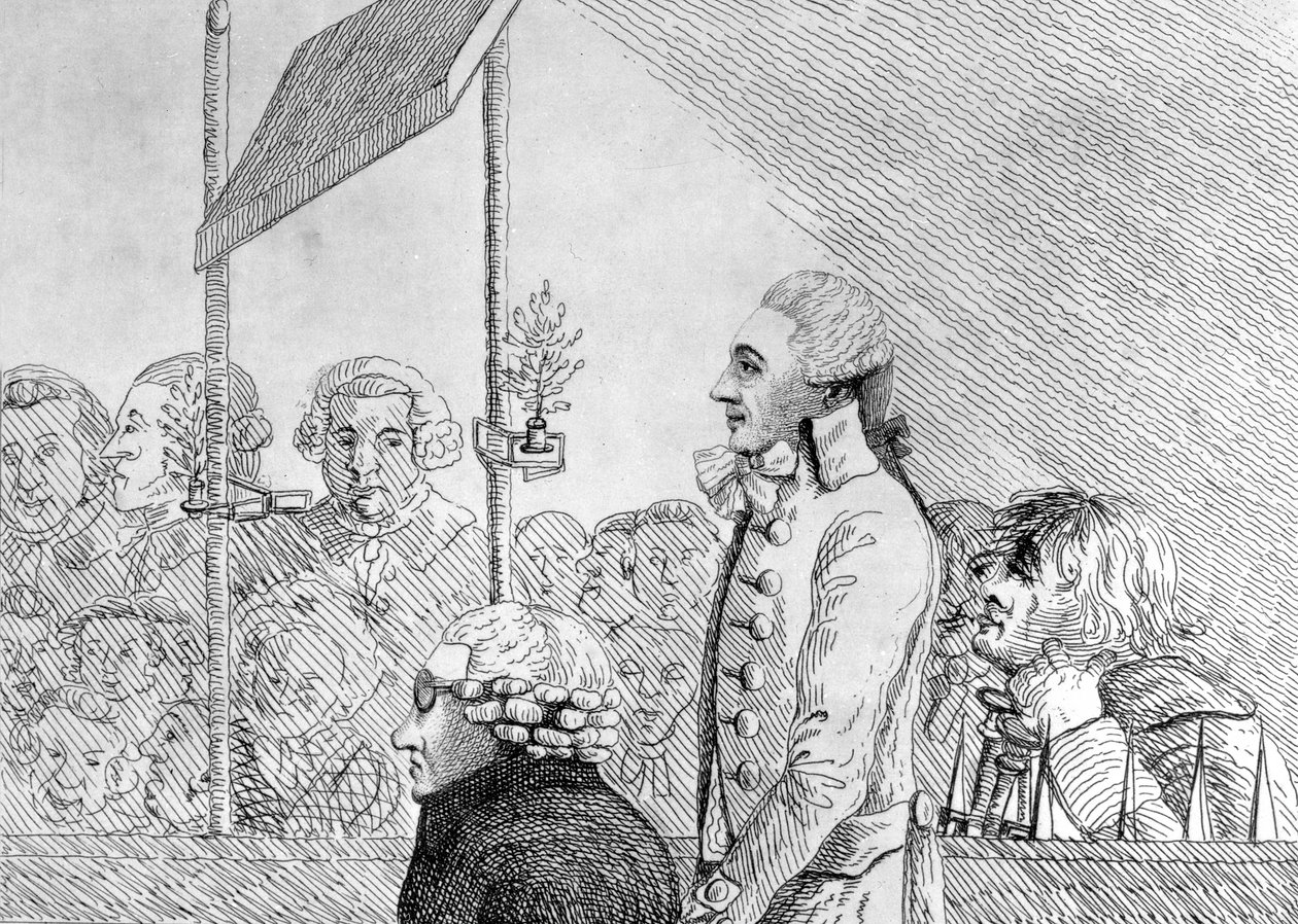 George Barrington während seines Prozesses am Old Bailey am Freitag, den 17. September von English School