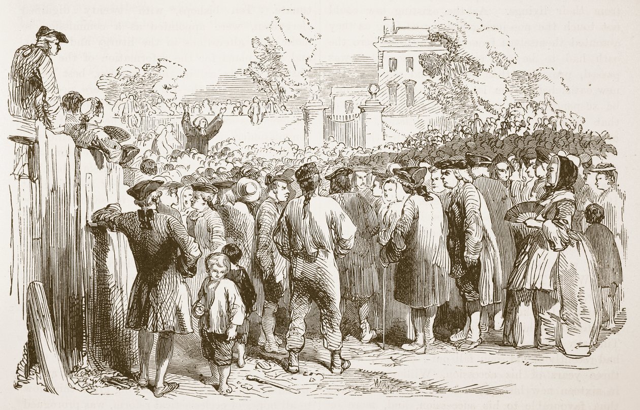 George Whitefield predigt, Illustration aus Cassells Illustrierter Geschichte Englands von English School