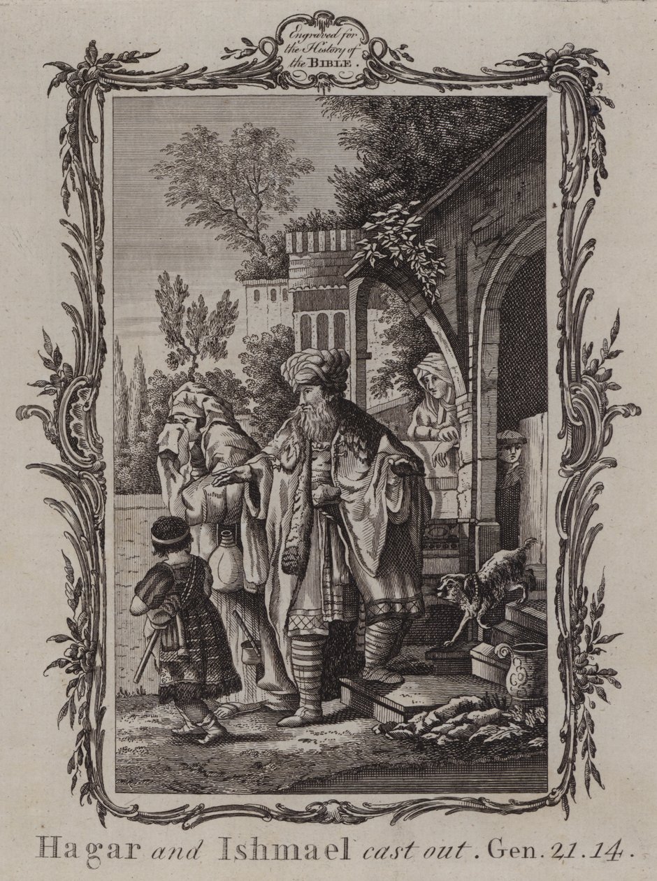 Hagar und Ismael verstoßen (Gravur) von English School