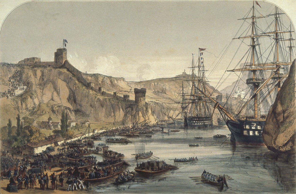 Hafen von Balaklava mit Blick auf das Schwarze Meer, 1859 von English School