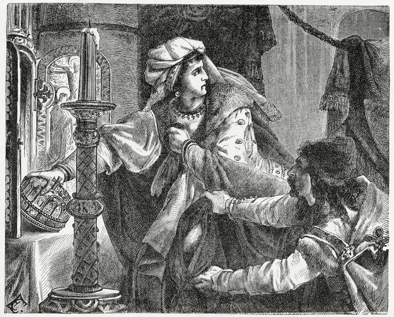 Helene Kottanerin stiehlt die Krone des Heiligen Stephan im Jahr 1440, 1882 von English School