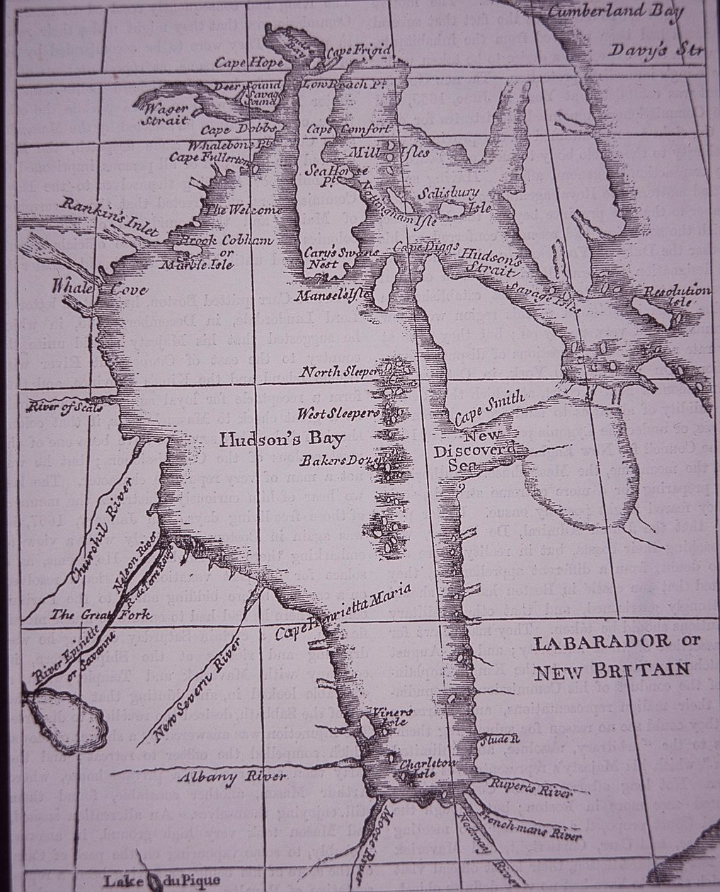 Hudson Bay Company, Karte der Hudson Bay veröffentlicht 1744 von English School