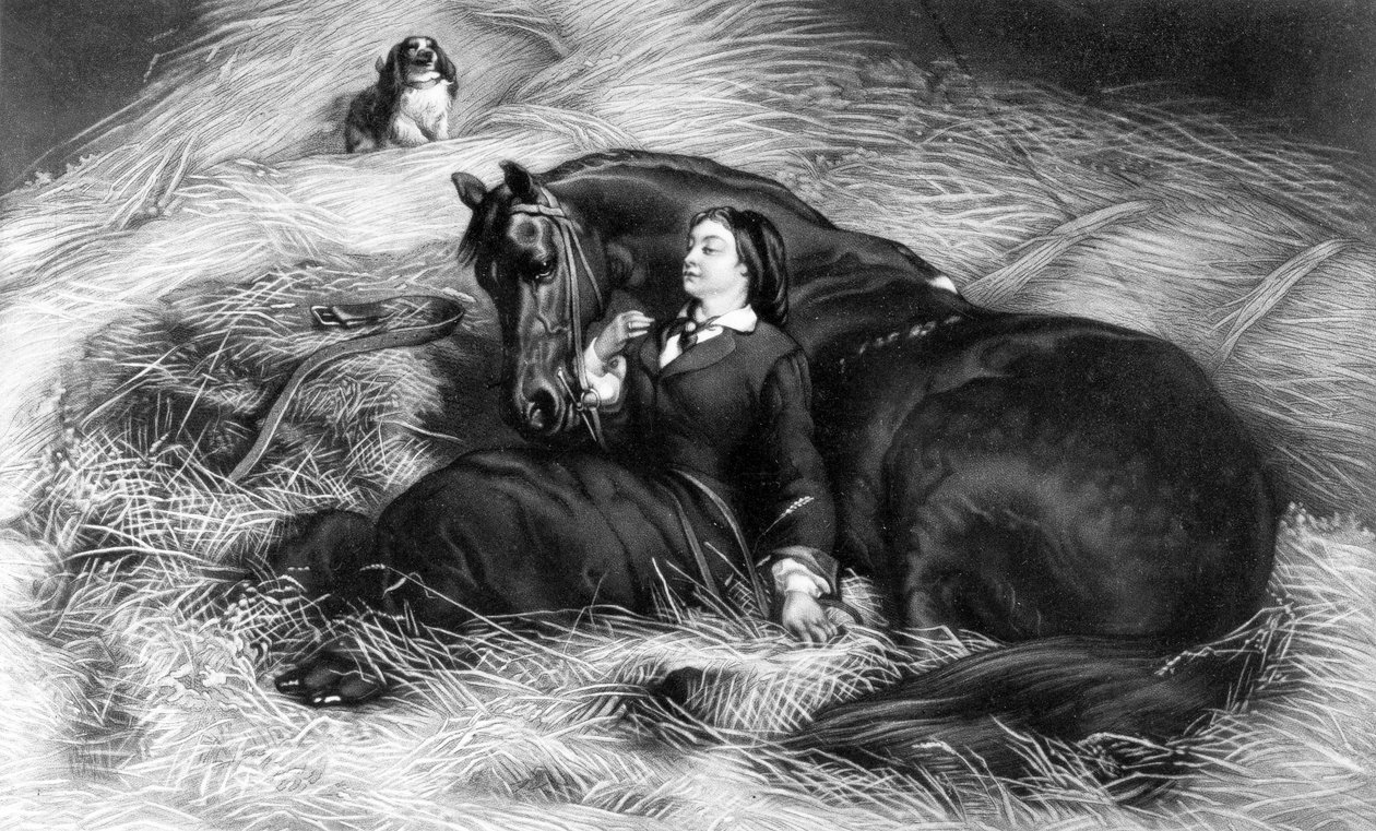 Illustration von Mädchen mit Pferd, nach Rosa Bonheur, 19. Jahrhundert von English School