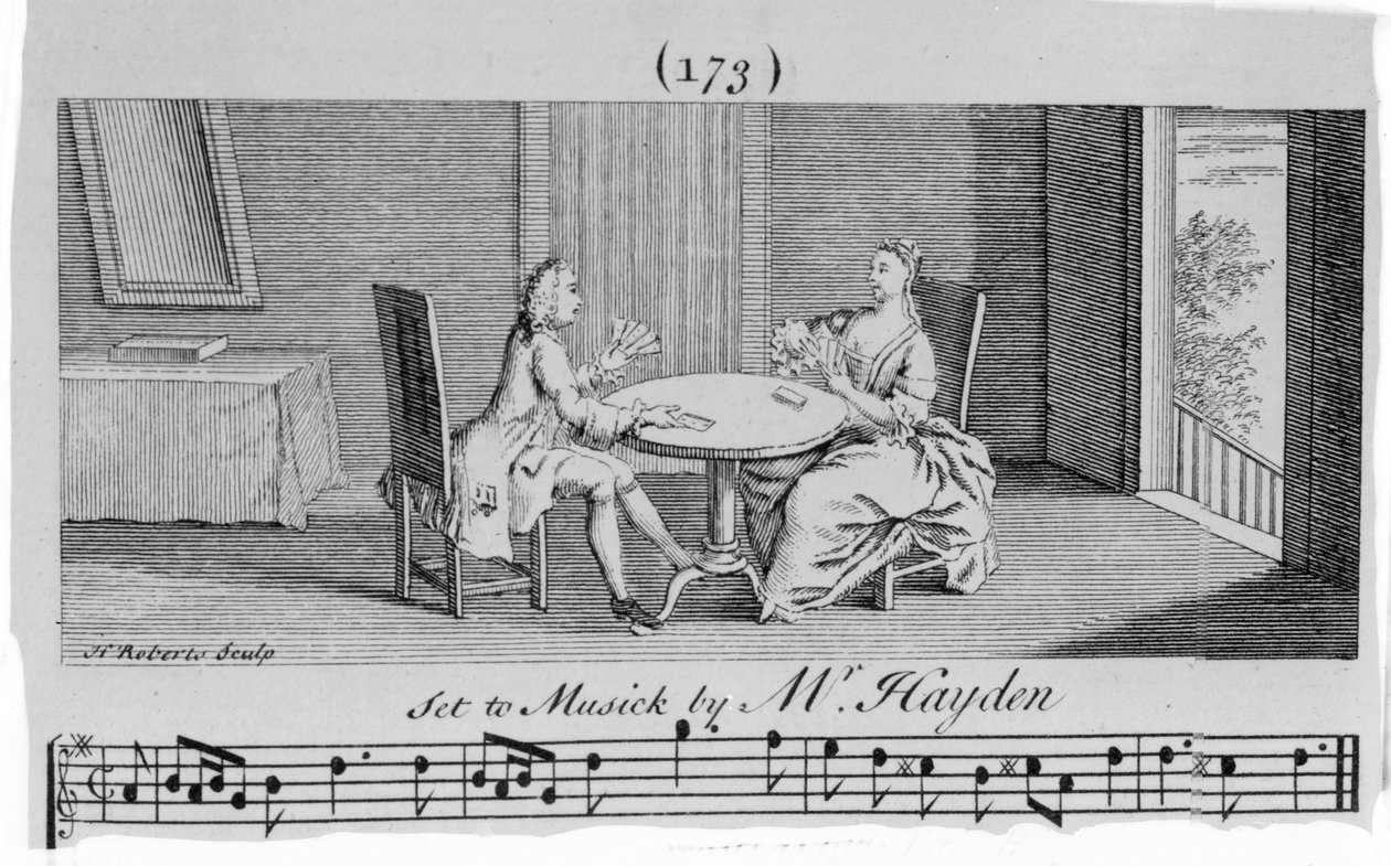 Illustration zu Noten von Joseph Haydn, graviert von H. Roberts von English School