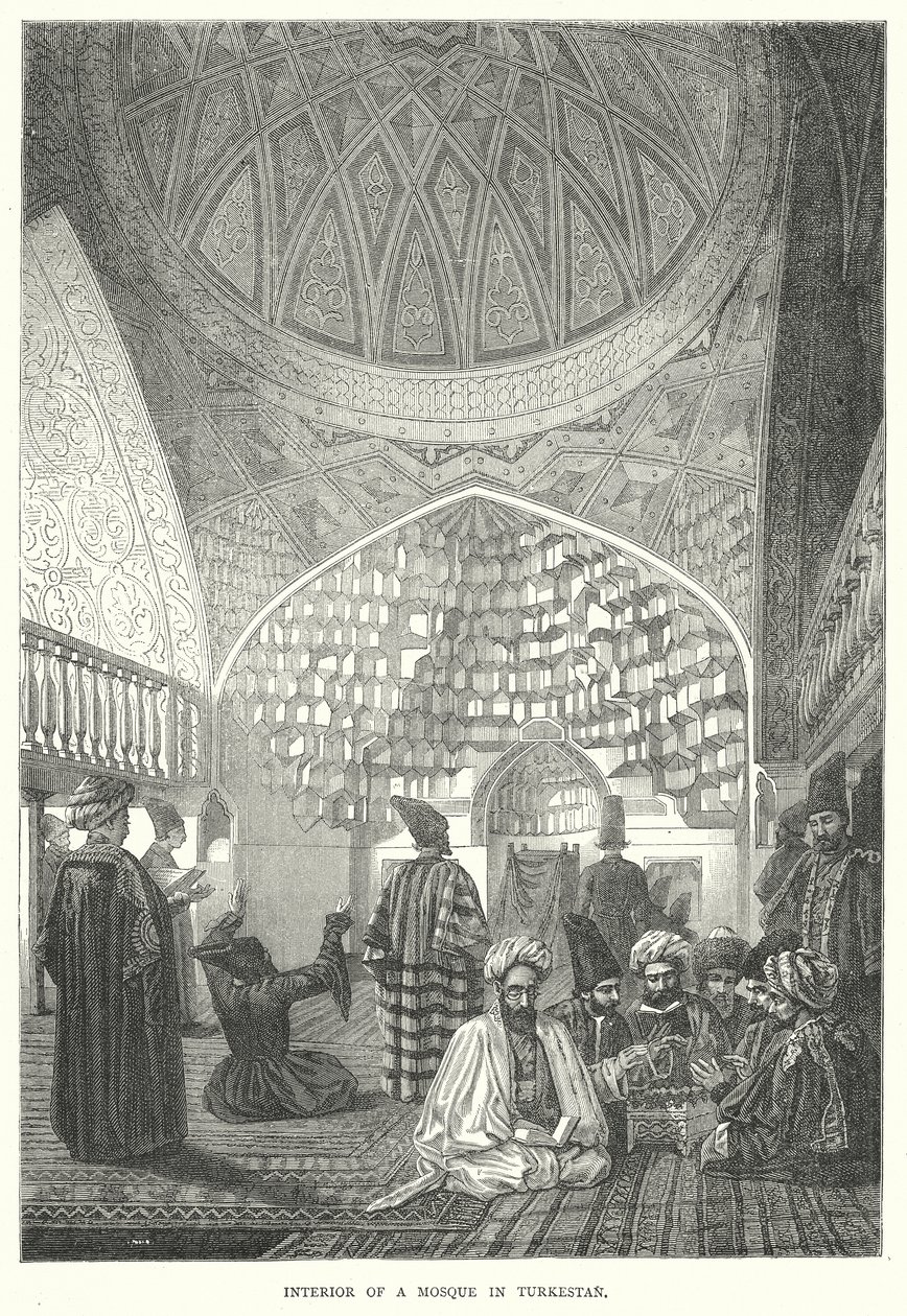 Innenraum einer Moschee in Turkestan (Gravur) von English School