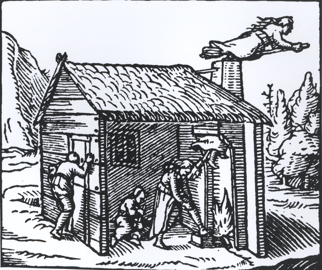 Innenansicht eines Hexenhauses, 1579 von English School