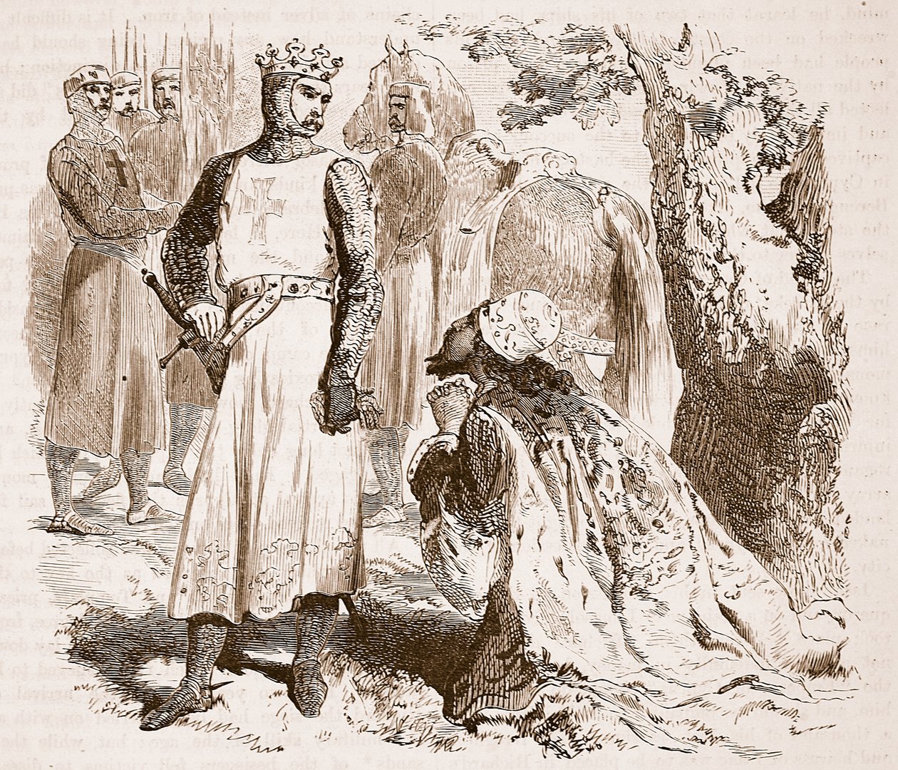 Isaak von Zypern bittet um die Freilassung seiner Tochter, Illustration aus Cassells Illustrierter Geschichte Englands von English School