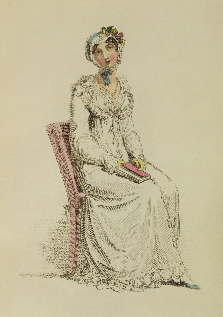 Damenmorgenkleid, Modeplatte aus Ackermanns Repository of Arts, 1815 von English School