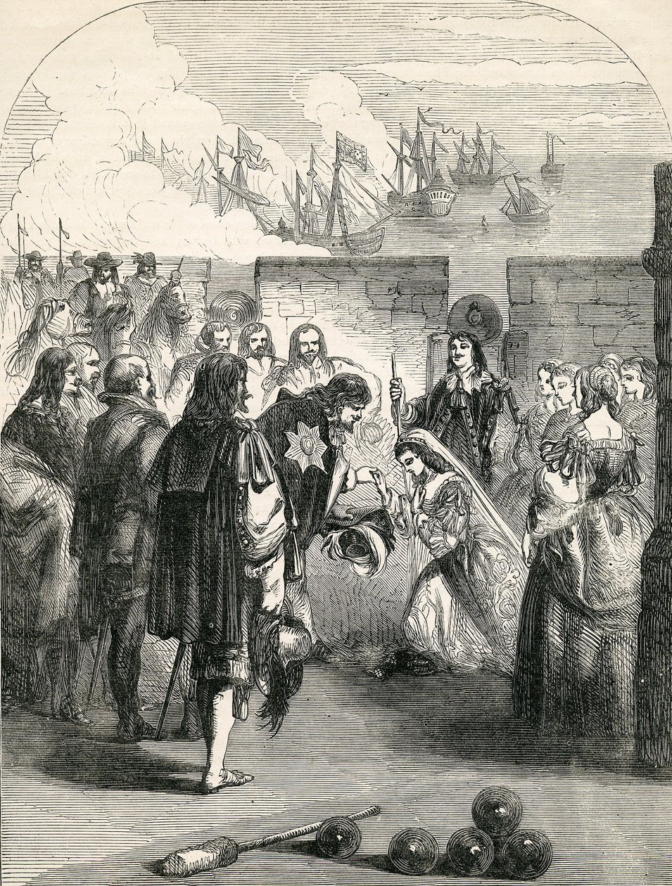 Landung der Prinzessin Henrietta, Illustration aus John Cassells Illustrierter Geschichte Englands, 1857 von English School