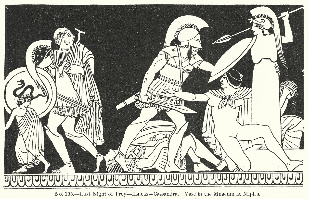Die letzte Nacht von Troja – Aeneas – Kassandra. Vase im Museum von Neapel von English School