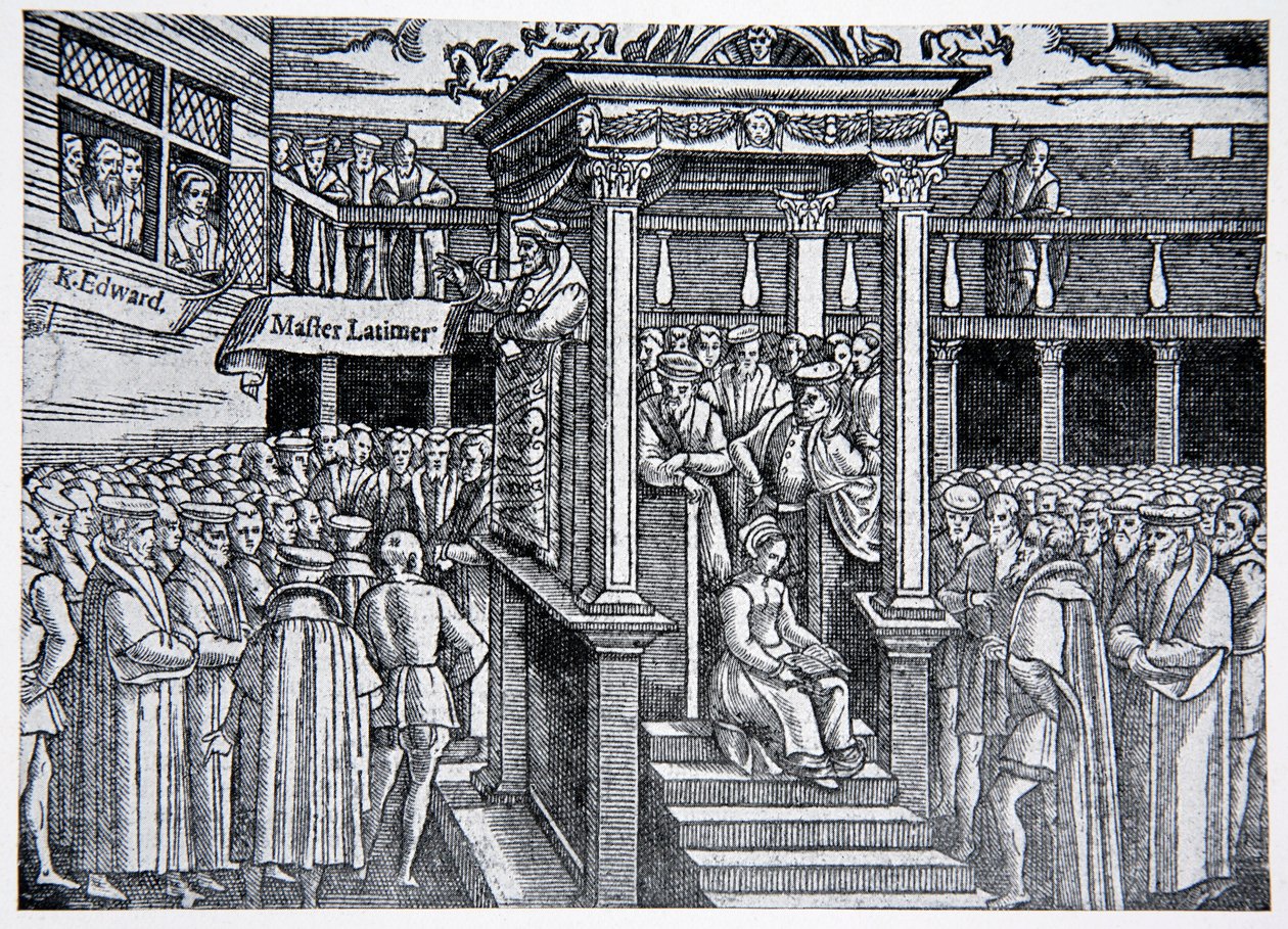 Latimer predigt vor Edward VI, Illustration aus The History of the Nation von English School