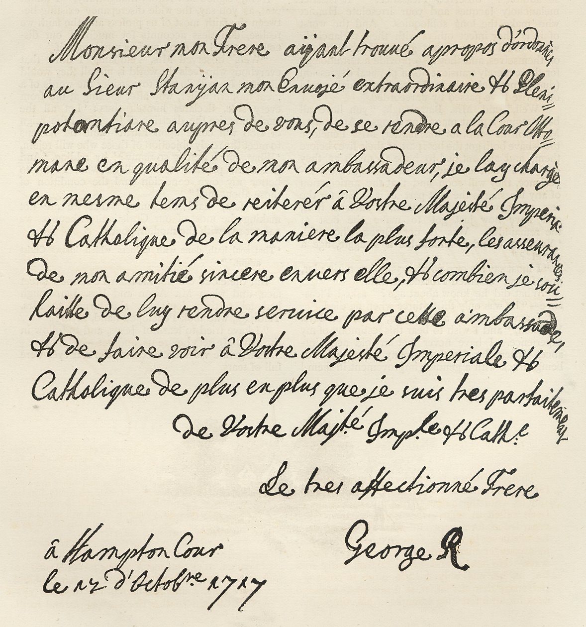 Brief von Georg I. an Karl VI., 1717, veröffentlicht in 