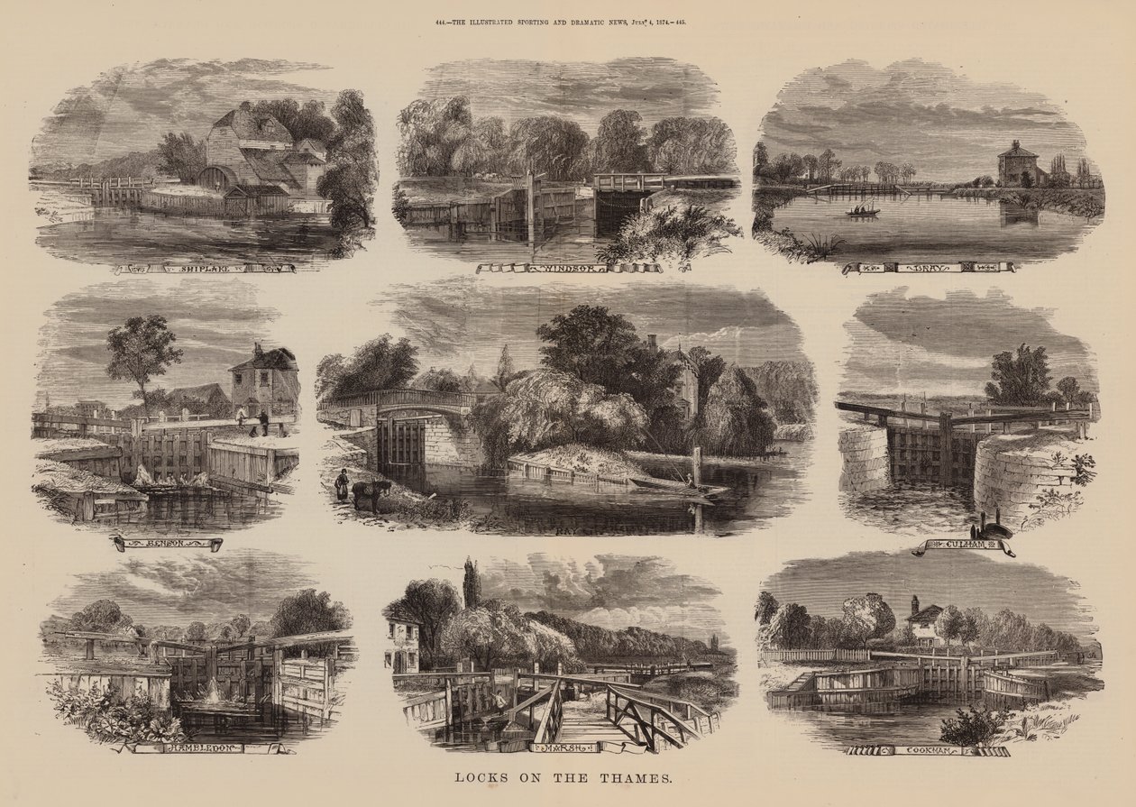 Schleusen an der Themse von English School