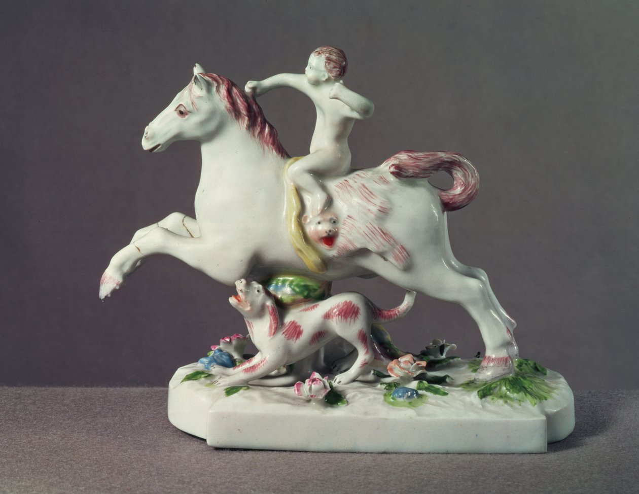 Longton Hall Figur von Amor auf einem Pferd, ca. 1755 von English School