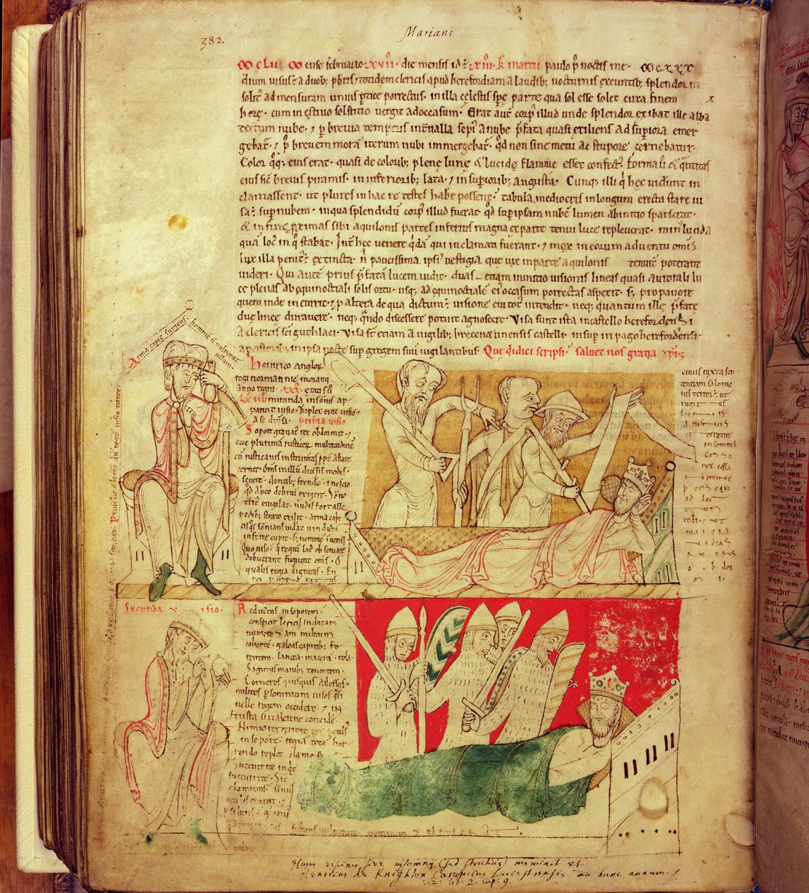MS CCC 157 p.382 Die Träume von König Heinrich I. in der Normandie im Jahr 1130, aus der Worcester Chronicle, ca. 1130-40 von English School