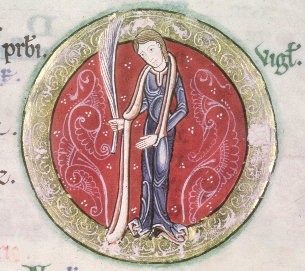 MS Hunter 229 f.4v Jungfrau, aus dem Hunterian Psalter, ca. 1170 (Detail) von English School