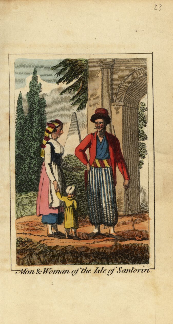 Mann und Frau von der Insel Santorini, Griechenland von English School