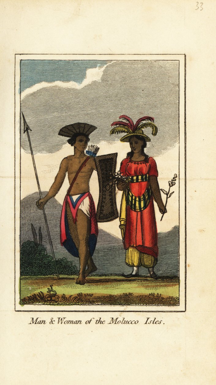 Mann und Frau der Molukkeninseln (Maluku-Inseln) von English School
